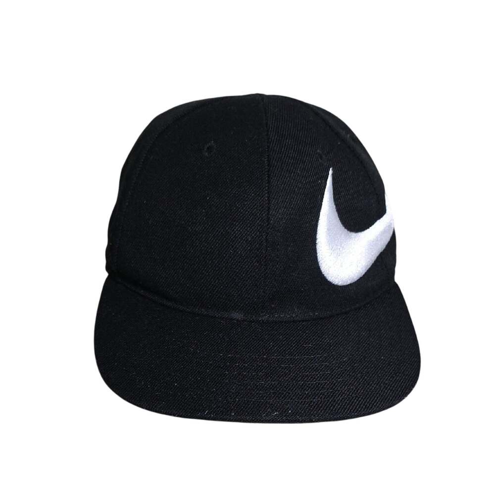 Nike Black White Embroidered Swoosh Logo Snapback Hat Kids Size 4-7